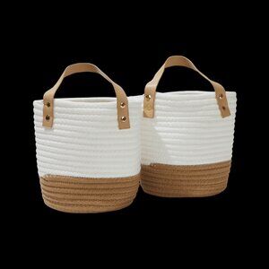 Hanging Storage Baskets Set of 2 White/Tan